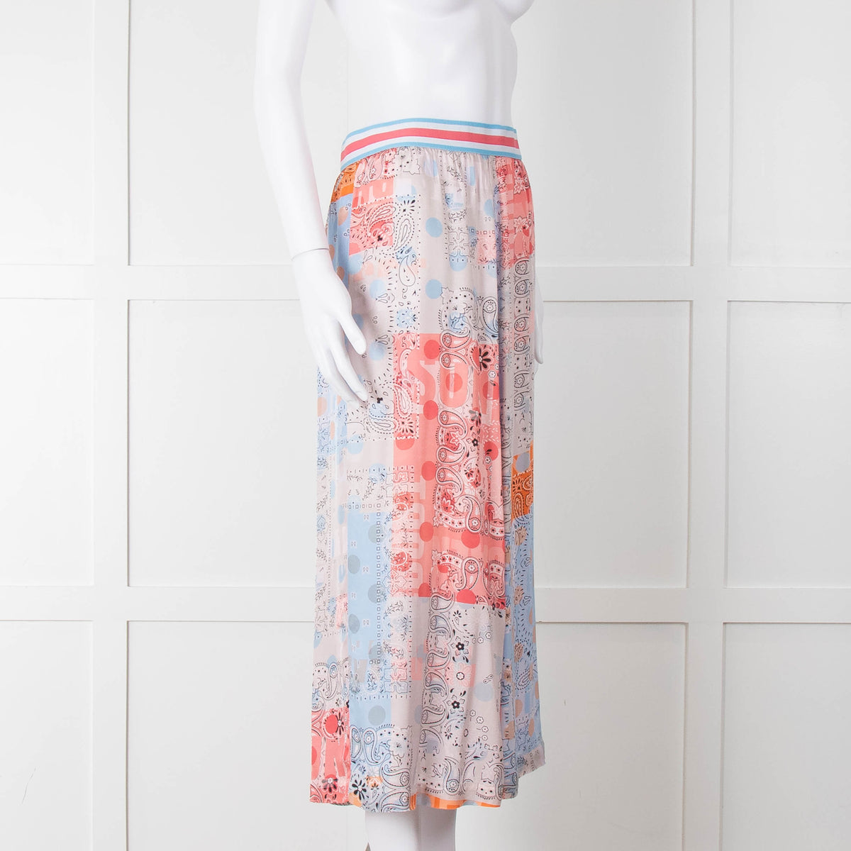 Marc Cain Sports Blue Multi Print Stretch Waist Skirt