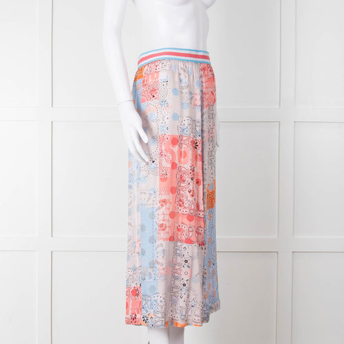 Marc Cain Sports Blue Multi Print Stretch Waist Skirt