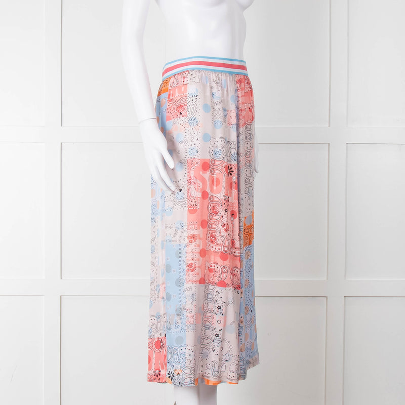 Marc Cain Sports Blue Multi Print Stretch Waist Skirt