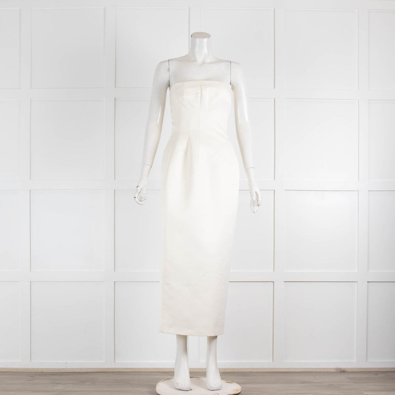 Emilia Wickstead Cream Fitted Strapless Dress