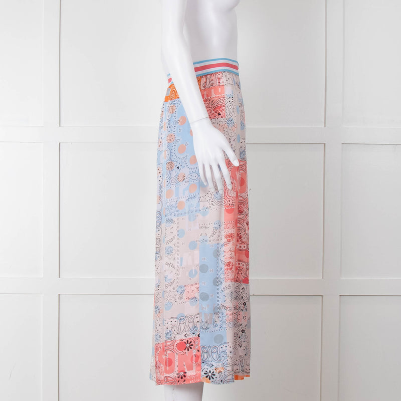 Marc Cain Sports Blue Multi Print Stretch Waist Skirt