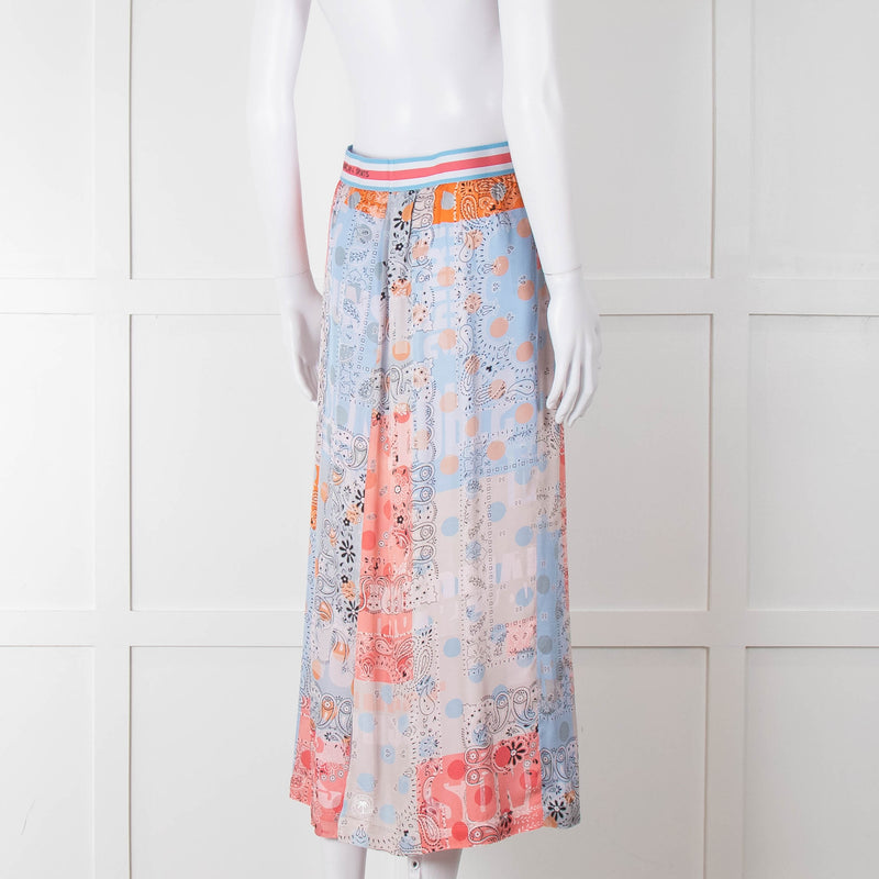 Marc Cain Sports Blue Multi Print Stretch Waist Skirt