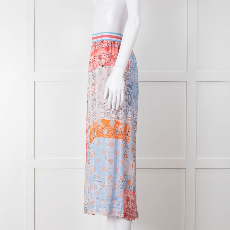 Marc Cain Sports Blue Multi Print Stretch Waist Skirt