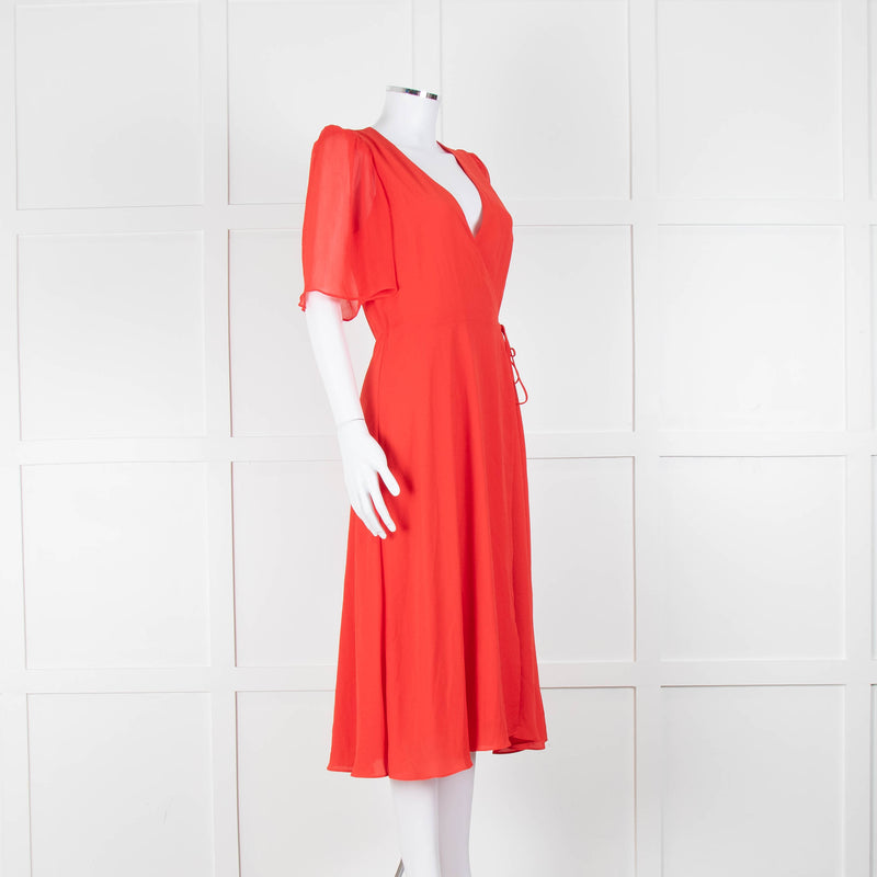 Alice + Olivia Red Short Sleeve Wrap Dress