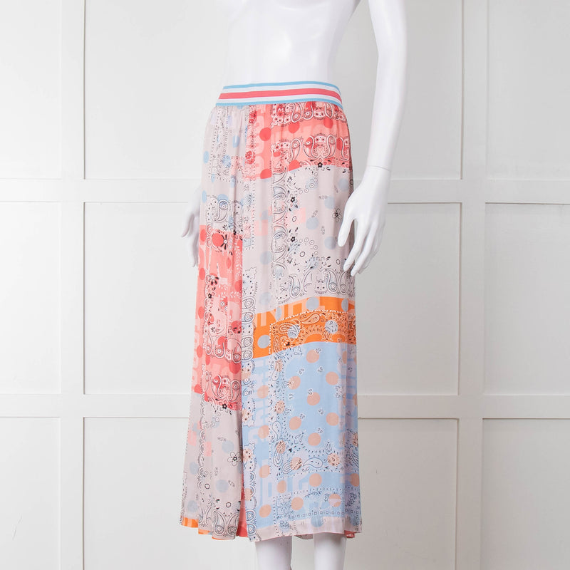 Marc Cain Sports Blue Multi Print Stretch Waist Skirt