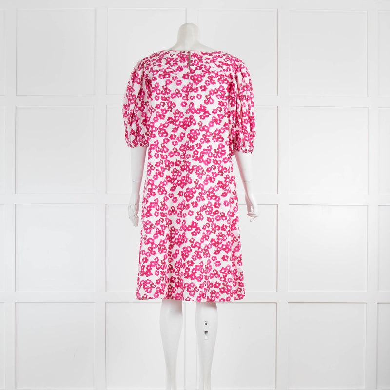 Merlette White Fuchsia Pink Floral Short Balloon Sleeve