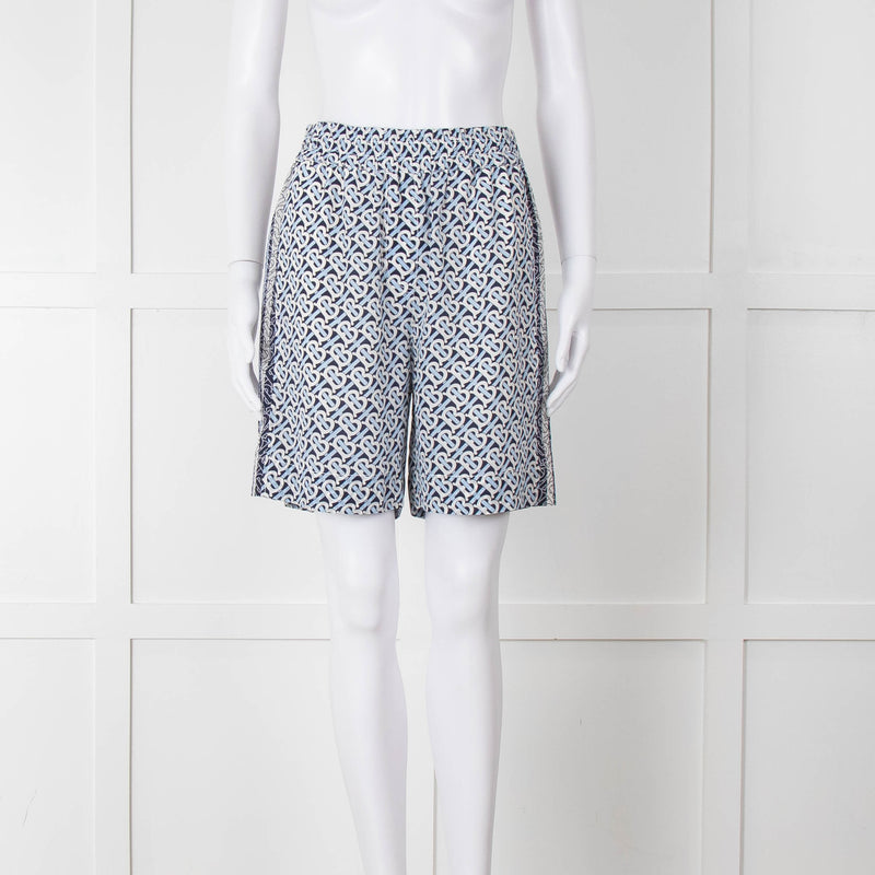 Burberry B Logo Cobalt Silk Shorts