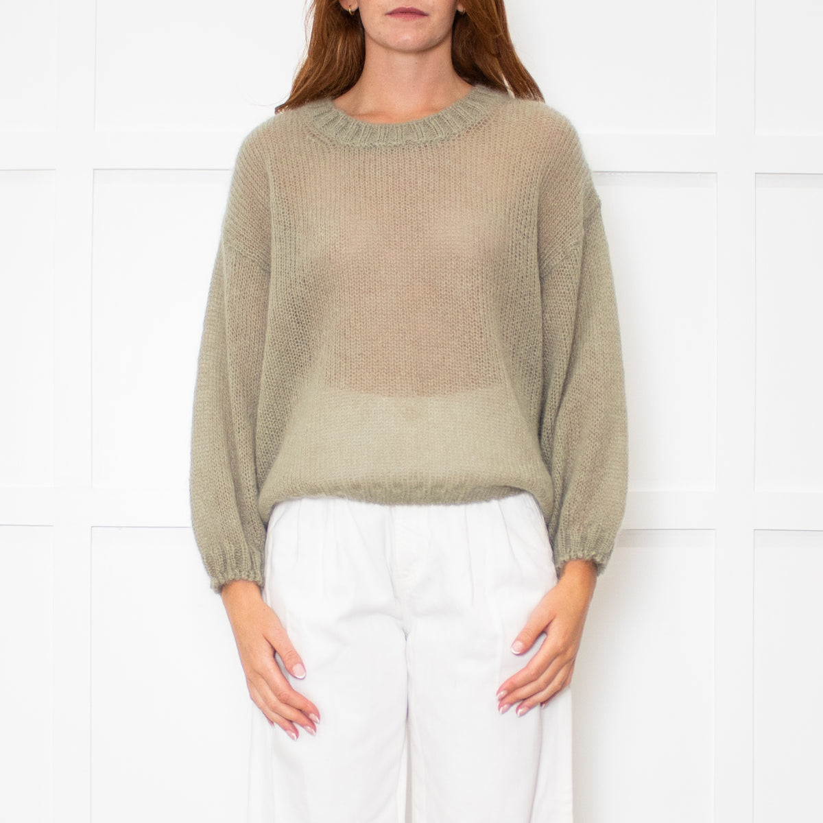 Marella Sage Green Mohair Roundneck Jumper