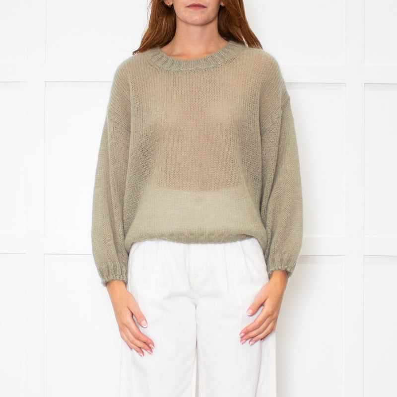 Marella Sage Green Mohair Roundneck Jumper