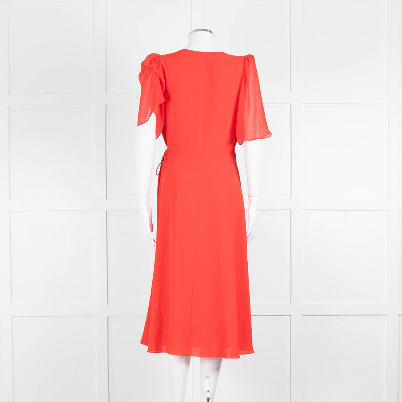 Alice + Olivia Red Short Sleeve Wrap Dress