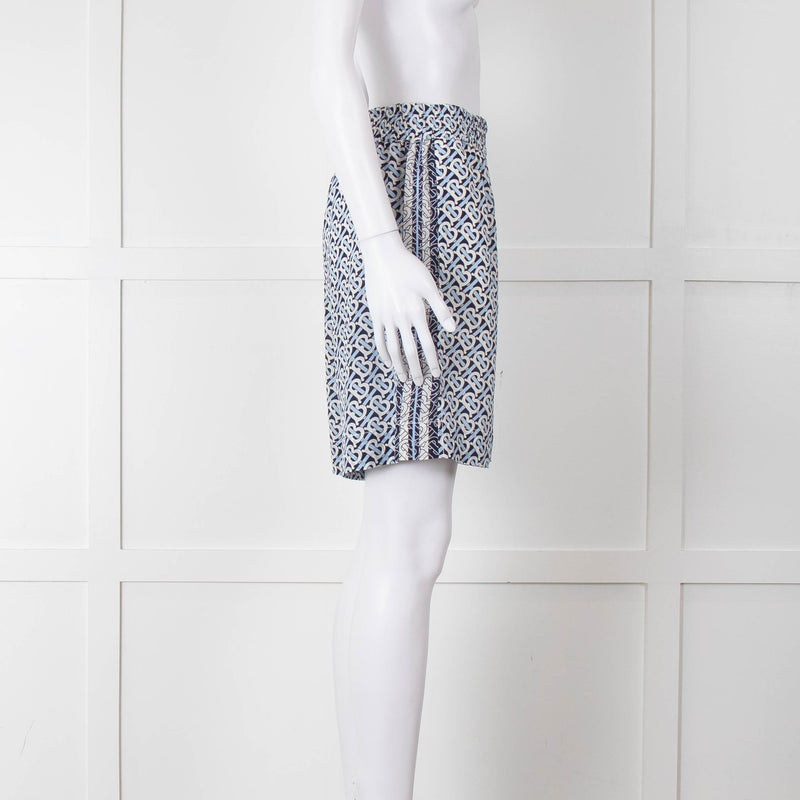 Burberry B Logo Cobalt Silk Shorts
