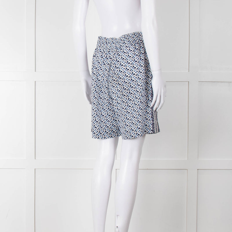 Burberry B Logo Cobalt Silk Shorts
