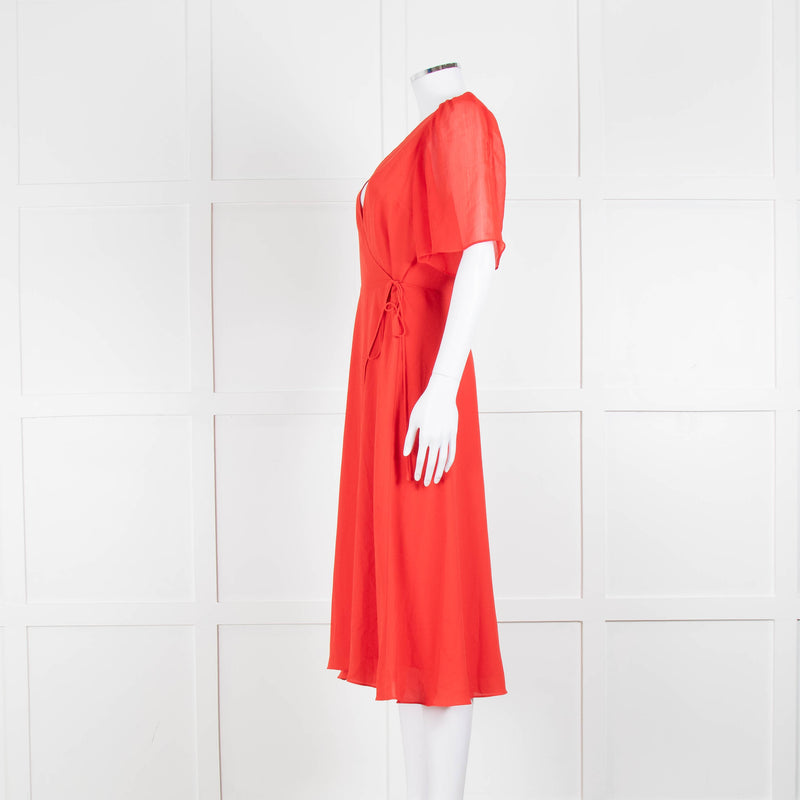 Alice + Olivia Red Short Sleeve Wrap Dress