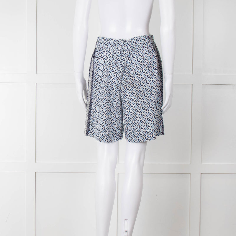 Burberry B Logo Cobalt Silk Shorts