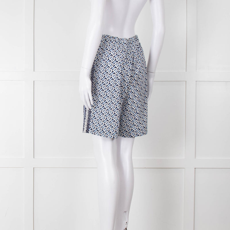 Burberry B Logo Cobalt Silk Shorts