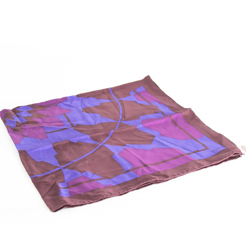 Tod's Electric Blue and Burgundy Silk Scarf