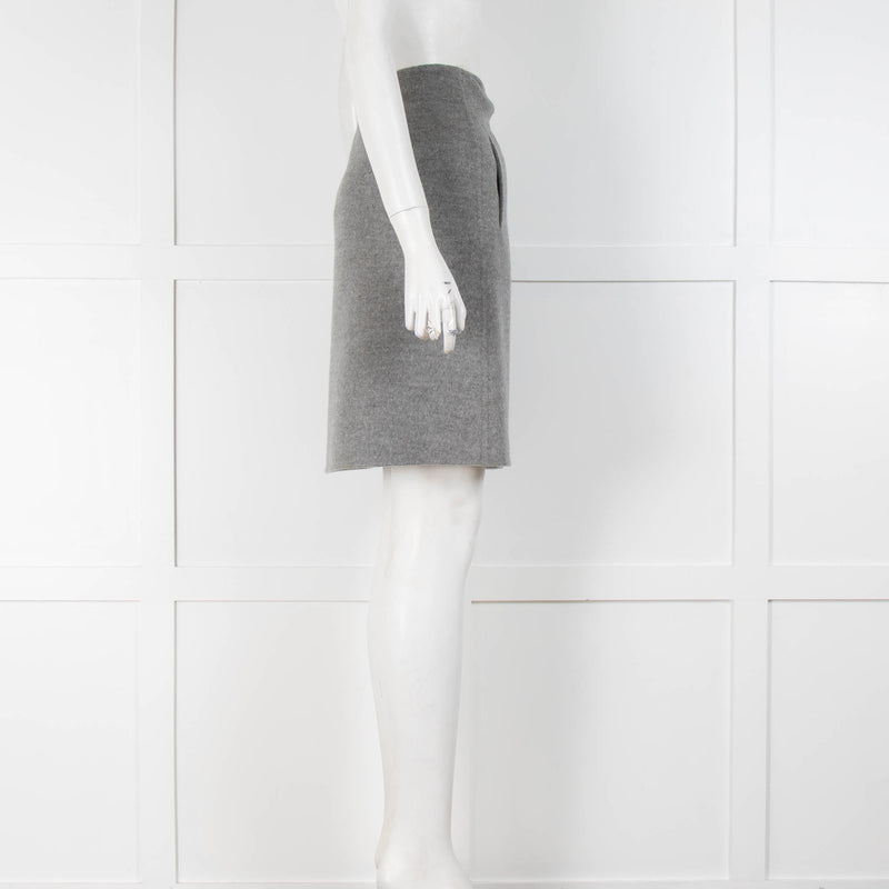 Loro Piana Grey Cashmere Skirt with Leather Closure