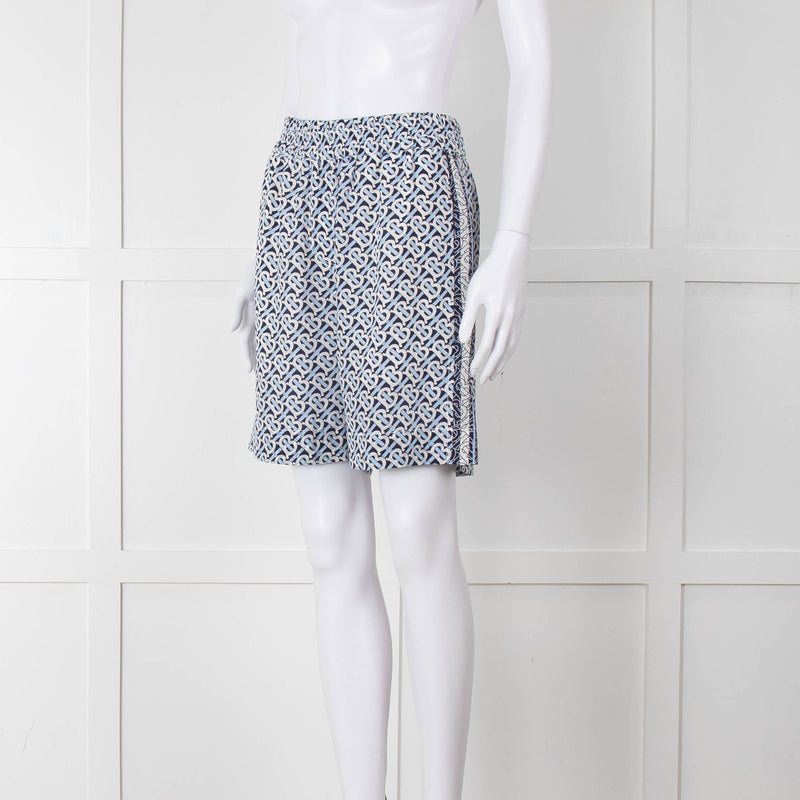 Burberry B Logo Cobalt Silk Shorts