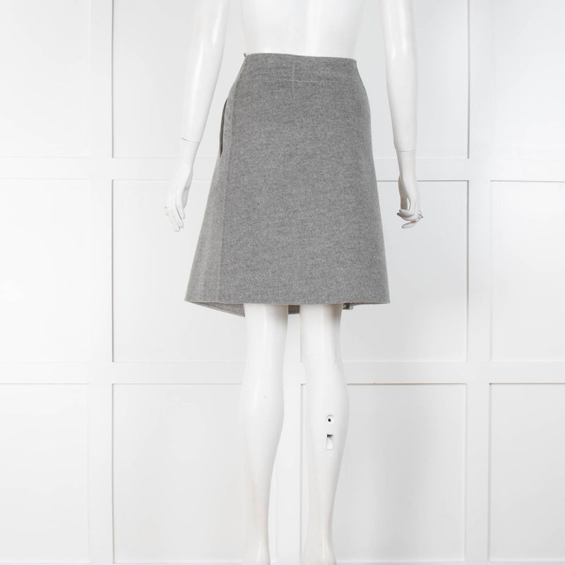 Loro Piana Grey Cashmere Skirt with Leather Closure