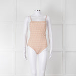 Burberry Peach B Logo Strappy Swimsuit