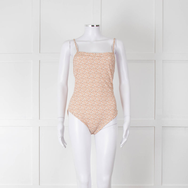 Burberry Peach B Logo Strappy Swimsuit