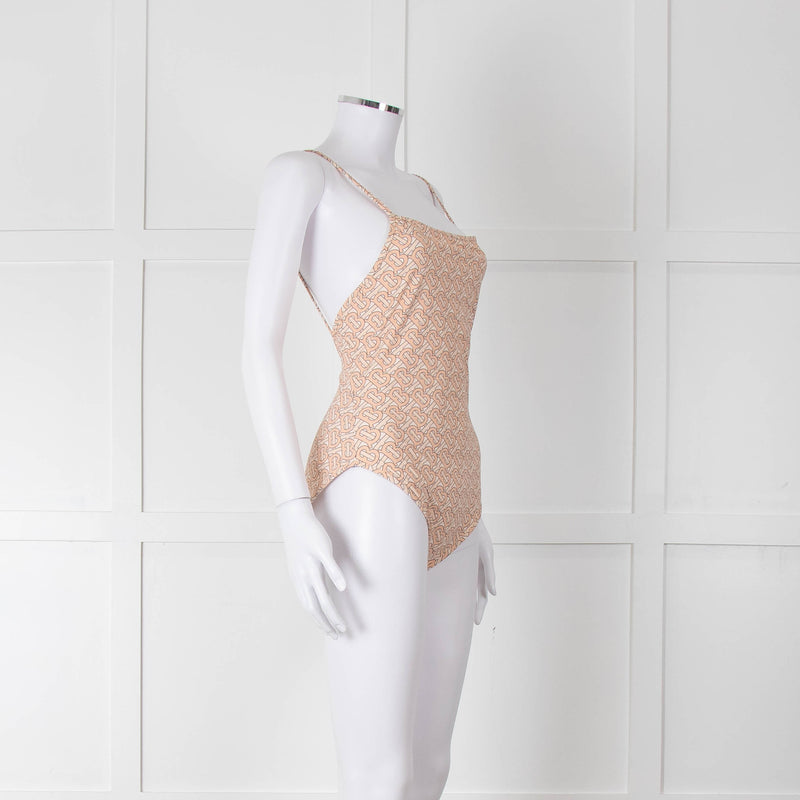 Burberry Peach B Logo Strappy Swimsuit