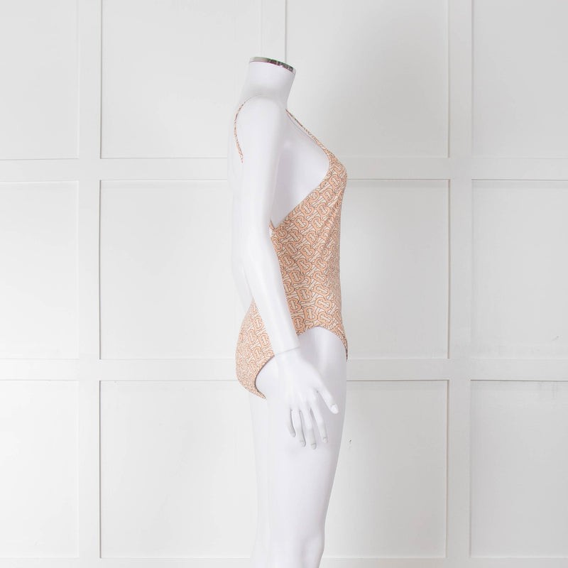 Burberry Peach B Logo Strappy Swimsuit