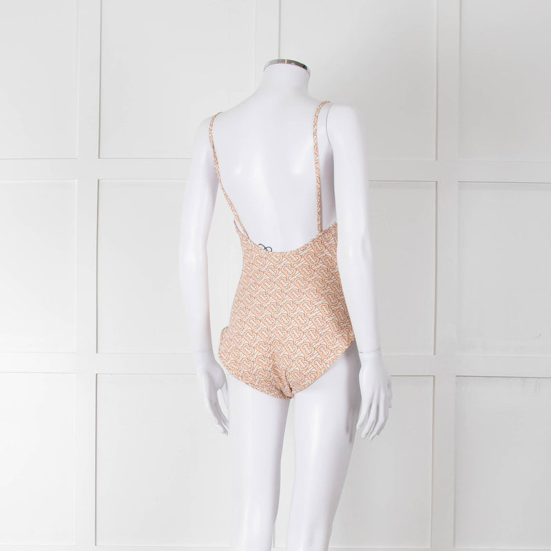 Burberry Peach B Logo Strappy Swimsuit