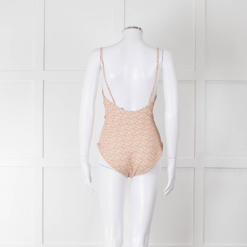 Burberry Peach B Logo Strappy Swimsuit