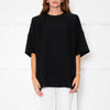 The Frankie Shop Callice Padded Black Crepe Short Sleeve Top