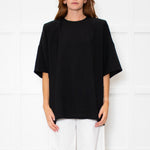 The Frankie Shop Callice Padded Black Crepe Short Sleeve Top