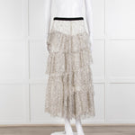 LoveShackFancy White Black Lace Velvet Frill Midi Skirts