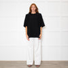 The Frankie Shop Callice Padded Black Crepe Short Sleeve Top