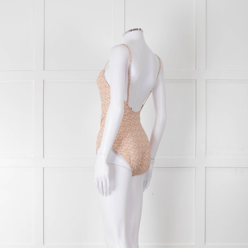 Burberry Peach B Logo Strappy Swimsuit