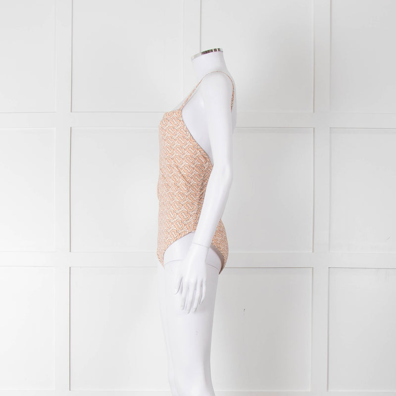 Burberry Peach B Logo Strappy Swimsuit