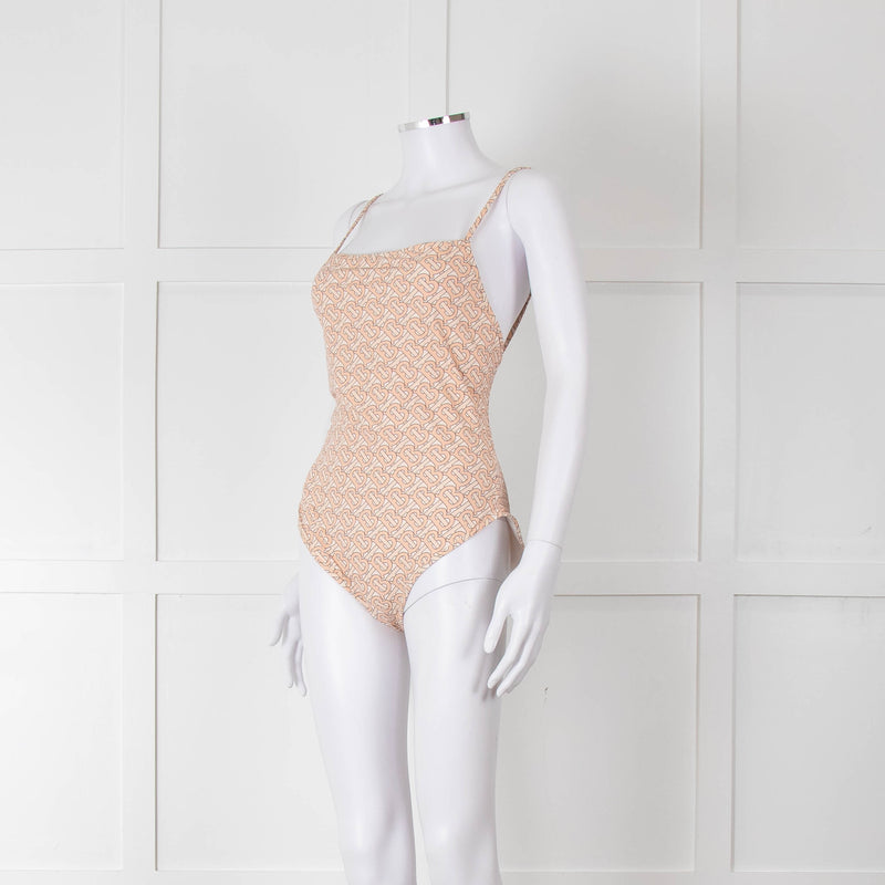 Burberry Peach B Logo Strappy Swimsuit