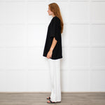 The Frankie Shop Callice Padded Black Crepe Short Sleeve Top