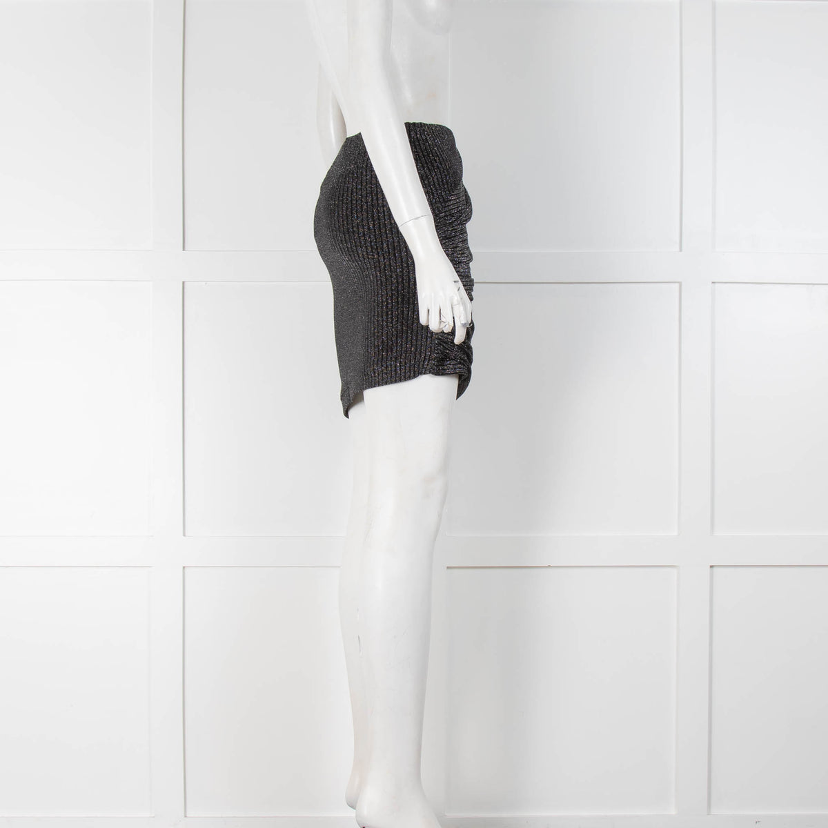 Iro Grey Lurex Ribbed Mini Skirt