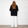 The Frankie Shop Callice Padded Black Crepe Short Sleeve Top