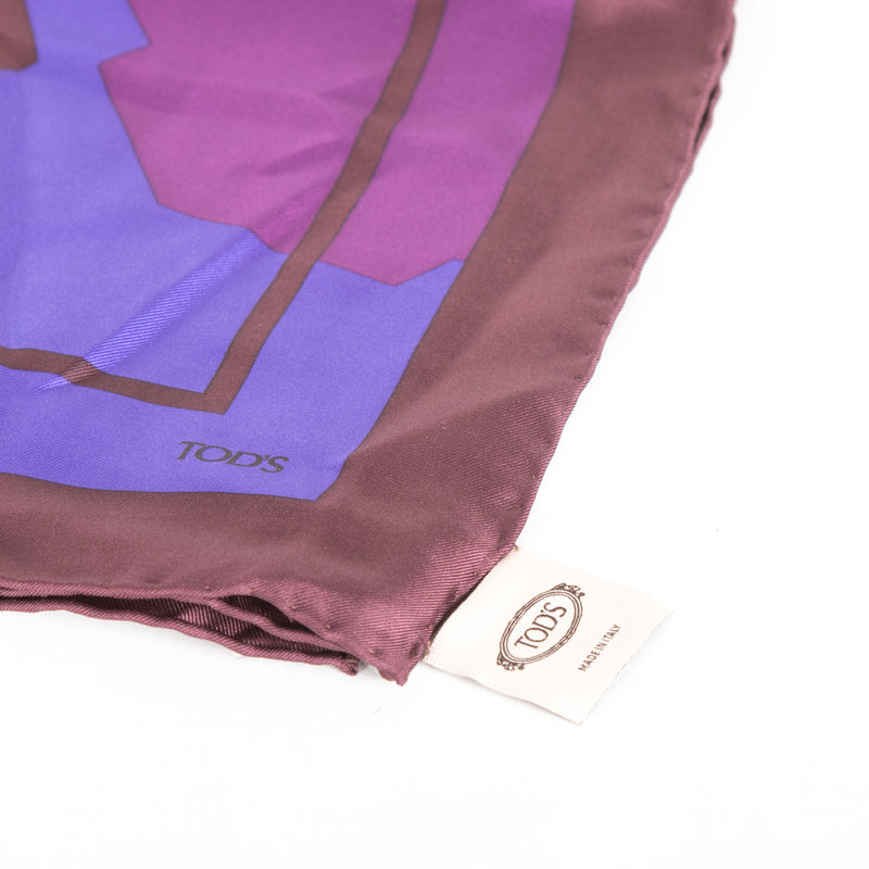 Tod's Electric Blue and Burgundy Silk Scarf
