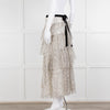 LoveShackFancy White Black Lace Velvet Frill Midi Skirts