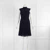 Valentino Navy Sleeveless Lace Knee Length Dress