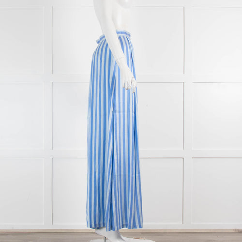 Thierry Colson Blue Grey Stripe Maxi Skirt