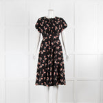 Mikael Aghal Black Pink Floral Short Sleeve Dress