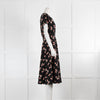 Mikael Aghal Black Pink Floral Short Sleeve Dress