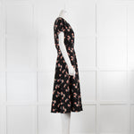 Mikael Aghal Black Pink Floral Short Sleeve Dress