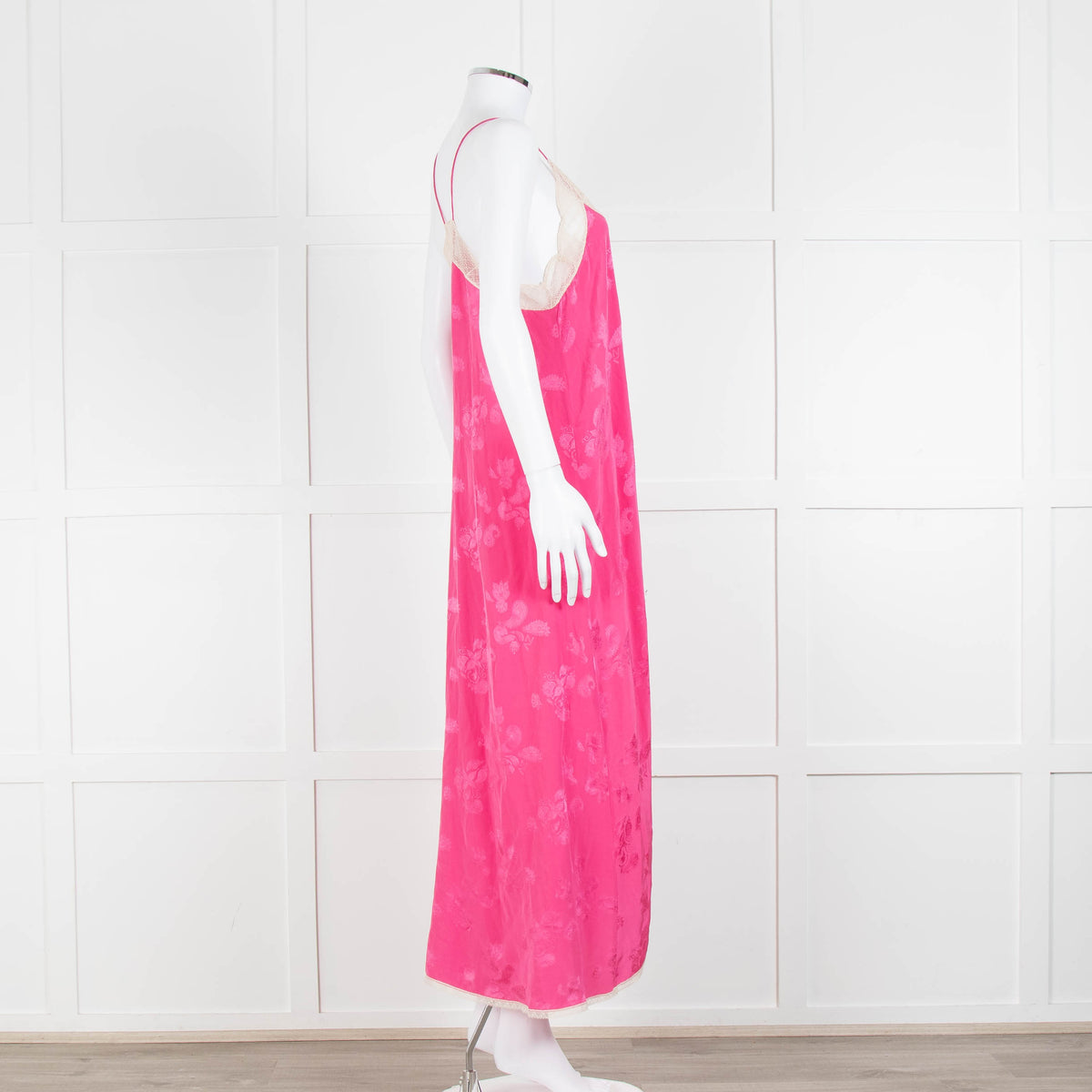 Zadig & Voltaire Pink Silk Cream Lace Trim Slip Dress