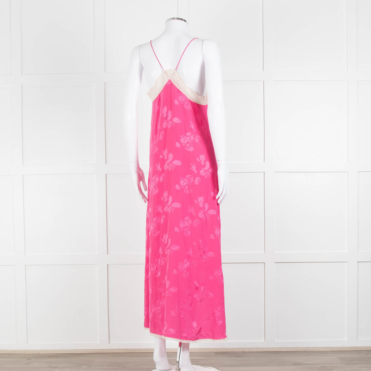 Zadig & Voltaire Pink Silk Cream Lace Trim Slip Dress