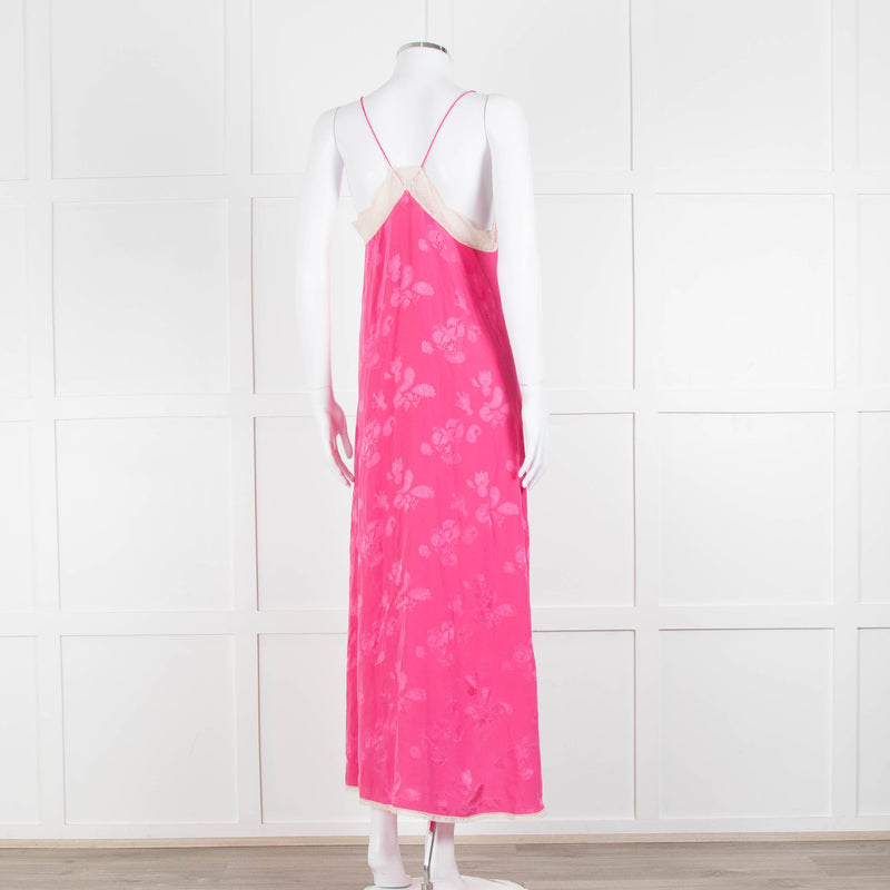 Zadig & Voltaire Pink Silk Cream Lace Trim Slip Dress