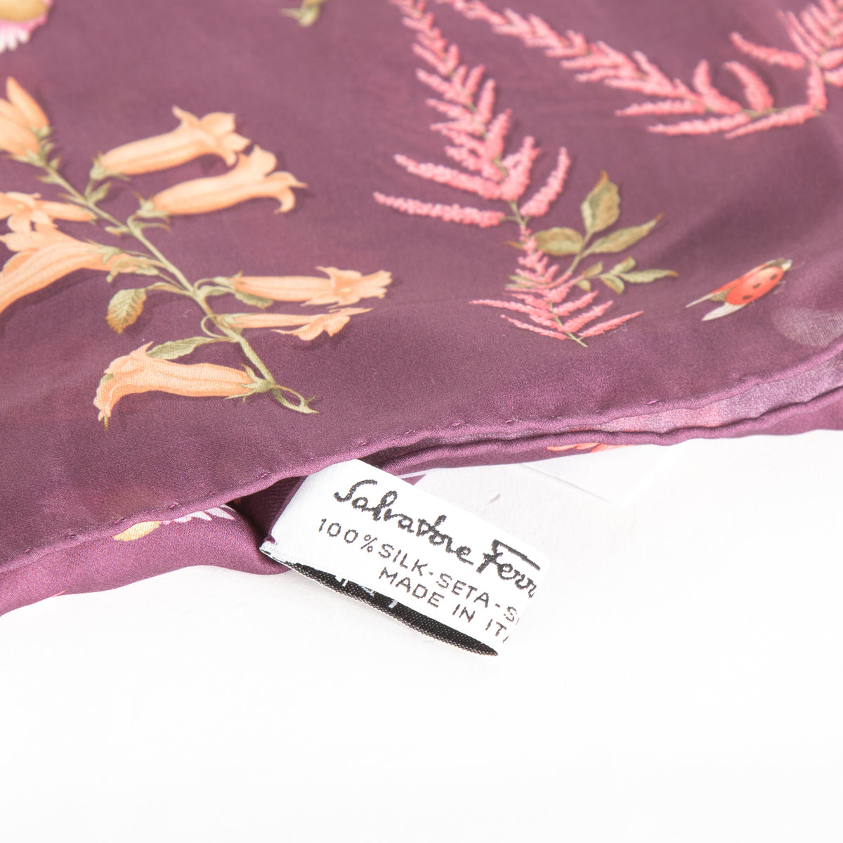 Salvatore Ferragamo Purple Floral Sheer Silk Scarf